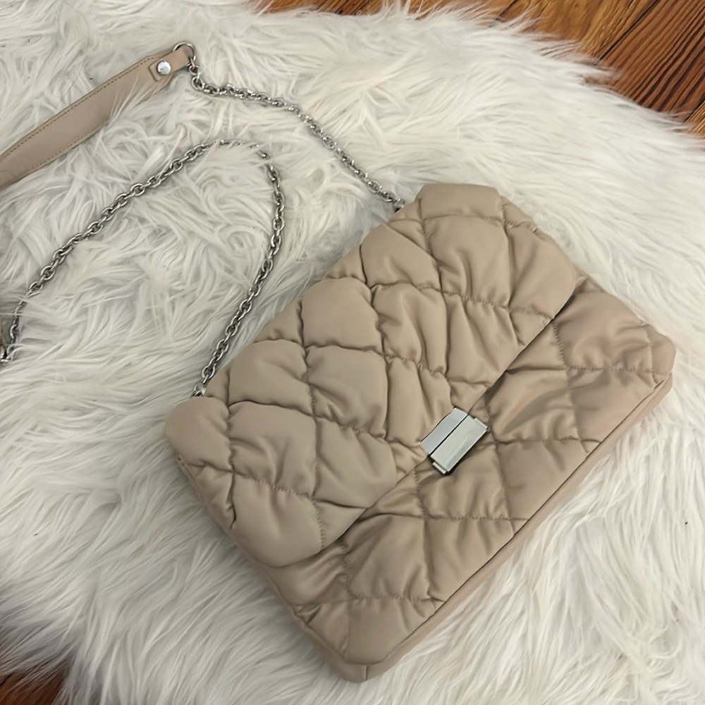 H&M Beige Quilted Crossbody Bag